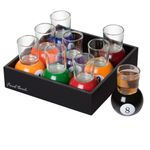 Casa si Gradina - Bucatarie si vesela - Cani si pahare - Pahare - Set 9 pahare de shot flippy, cu suport tip bila de biliard, detasabil, 30 ml, din sticla, 17 x 17 x 10 cm, multicolor - Infinity.ro