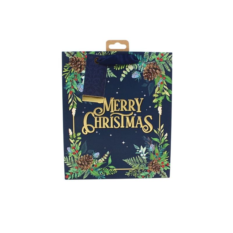 Market - Cadouri - Pungi cadou si accesorii - Punga de cadou, din hartie, colectia Clairefontaine de la Eurowrap, 33x26,5 cm, burduf de 14 cm, Merry Xmas - Infinity.ro