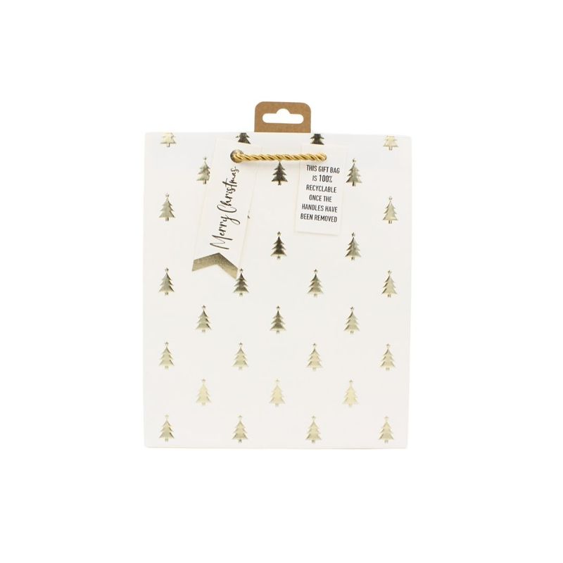 Market - Cadouri - Pungi cadou si accesorii - Punga de cadou, din hartie, colectia Clairefontaine de la Eurowrap, 25x21,5 cm, burduf de 10 cm, Brazi emboss - Infinity.ro