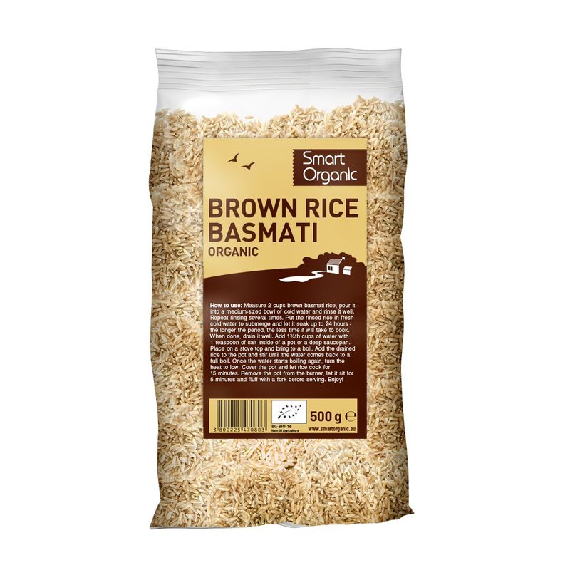 Market - Bacanie - Alimente de baza - Alte alimente si ingrediente - Orez basmati brun eco 500g Smart Organic - Infinity.ro