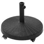 Casa si Gradina - Decoratiuni - Obiecte decorative - Suporturi umbrele - Suport pentru umbrela 38-48 mm, cu roti, rotund, HDPE, imitatie ratan, negru, 52x41 cm - Infinity.ro