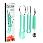 Casa si Gradina - Bucatarie si vesela - Ustensile bucatarie - Seturi ustensile de bucatarie - Ustensila bucatarie 4 in 1 pentru taiat si decorat fructe flippy, material inox si plastic, compact, 28x6.2 cm, verde - Infinity.ro