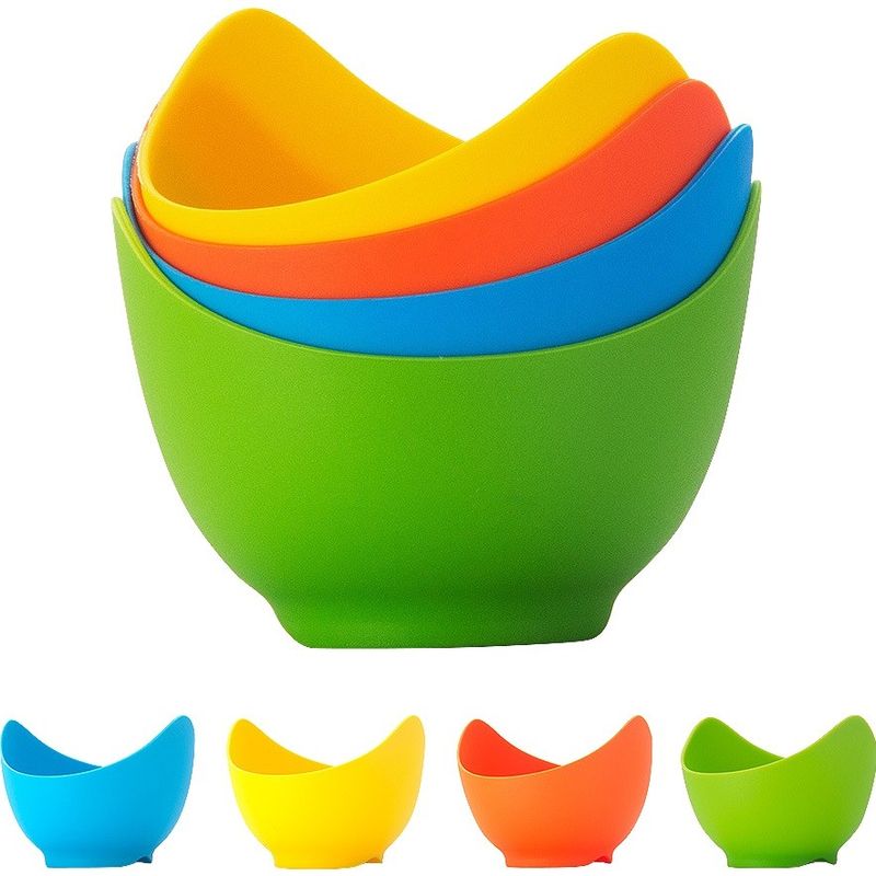 Casa si Gradina - Bucatarie si vesela - Ustensile bucatarie - Seturi ustensile de bucatarie - Set 4 forme pentru oua posate flippy, din silicon rezistent la temperatura mare, usor de utilizat, multicolor - Infinity.ro