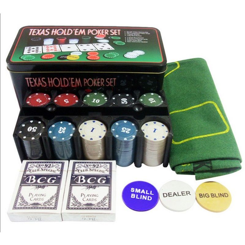 Sport si Outdoor - Alte sporturi - Seturi poker - Set de poker complex cu 200 de jetoane flippy, include 2 seturi de carti, texas hold`em set, portabil, cutie depozitare - Infinity.ro