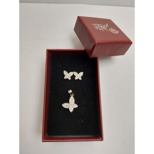 Set argint 925 fluture cu pietre rodiat, jolie silver,2.9g, 1.7 cm x 1.5 cm