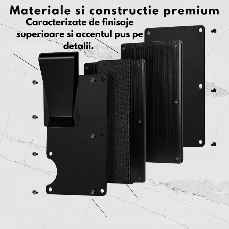 Fashion, accesorii si bijuterii - Barbati - Accesorii barbati - Portofele barbati - Portofel NeoHGS™, Tip Portcard, Protectie RFID Anti-Furt, Unisex, Material Aluminiu, Suport 12 Carduri si Bacnote,Negru - Infinity.ro