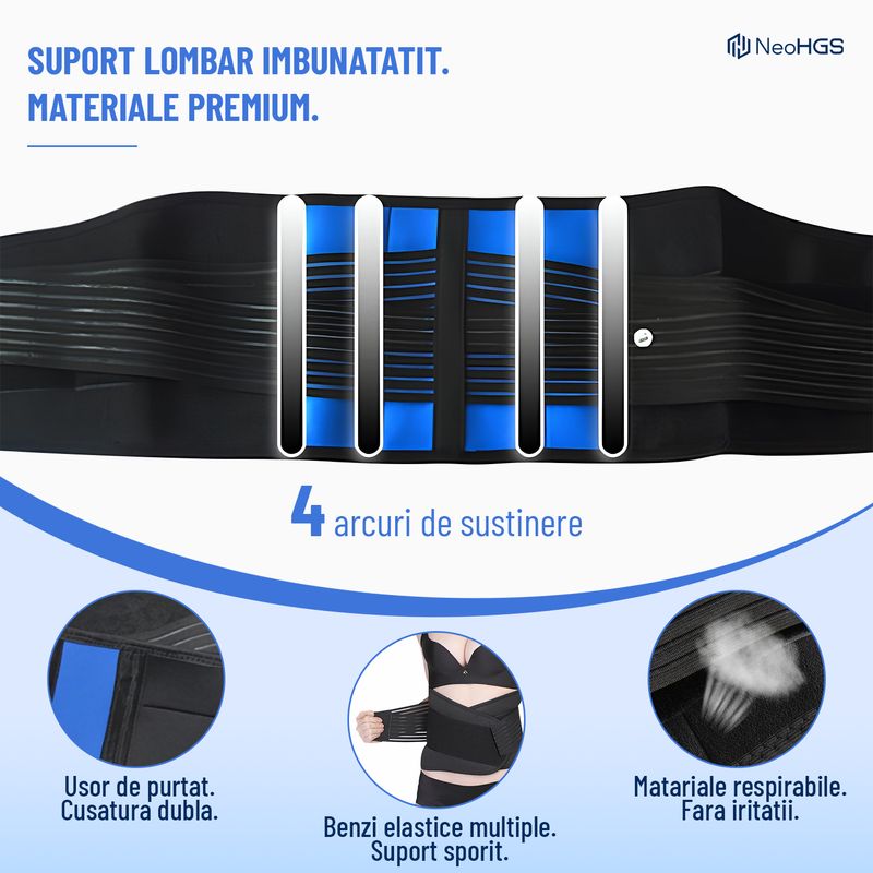Ingrijire personala si Cosmetice - Sanatate si wellness - Aparate medicale - Suporturi ortopedice si orteze - Centura lombara NeoHGS™, materiale premium, pentru hernie de disc, compresie dubla, corector postura,marimea XXL - Infinity.ro