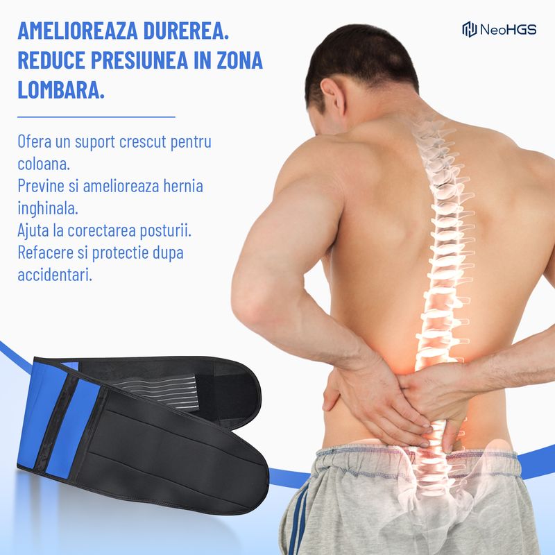 Ingrijire personala si Cosmetice - Sanatate si wellness - Aparate medicale - Suporturi ortopedice si orteze - Centura lombara NeoHGS™, materiale premium, pentru hernie de disc, compresie dubla, corector postura,marimea XXL - Infinity.ro