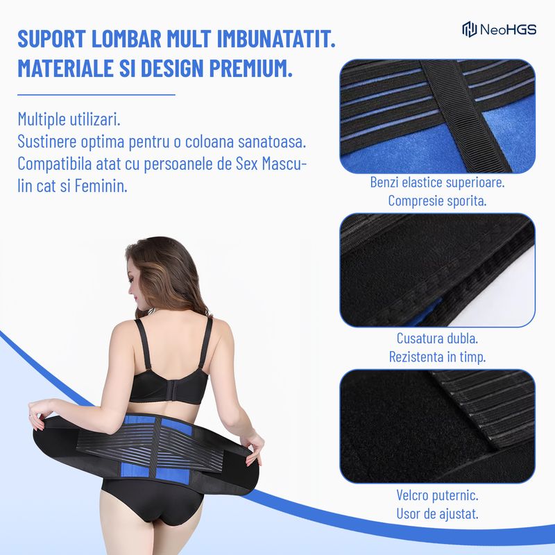 Ingrijire personala si Cosmetice - Sanatate si wellness - Aparate medicale - Suporturi ortopedice si orteze - Centura lombara NeoHGS™, materiale premium, pentru hernie de disc, compresie dubla, corector postura,marimea S-M - Infinity.ro