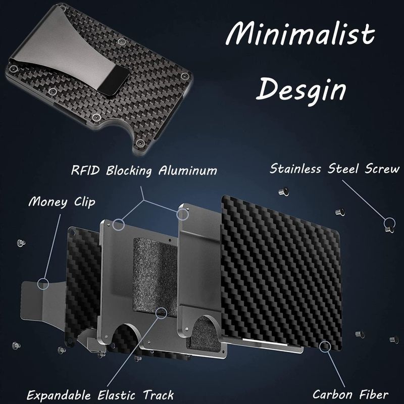 Fashion, accesorii si bijuterii - Barbati - Accesorii barbati - Portofele barbati - Portofel NeoHGS™, Fibra de Carbon, tip Portcard, Protectie RFID Anti-Furt, Unisex, Material Aluminiu/Fibra de Carbon - Infinity.ro