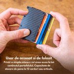 Fashion, accesorii si bijuterii - Barbati - Accesorii barbati - Portofele barbati - Portofel NeoHGS™, Fibra de Carbon, tip Portcard, Protectie RFID Anti-Furt, Unisex, Material Aluminiu/Fibra de Carbon - Infinity.ro