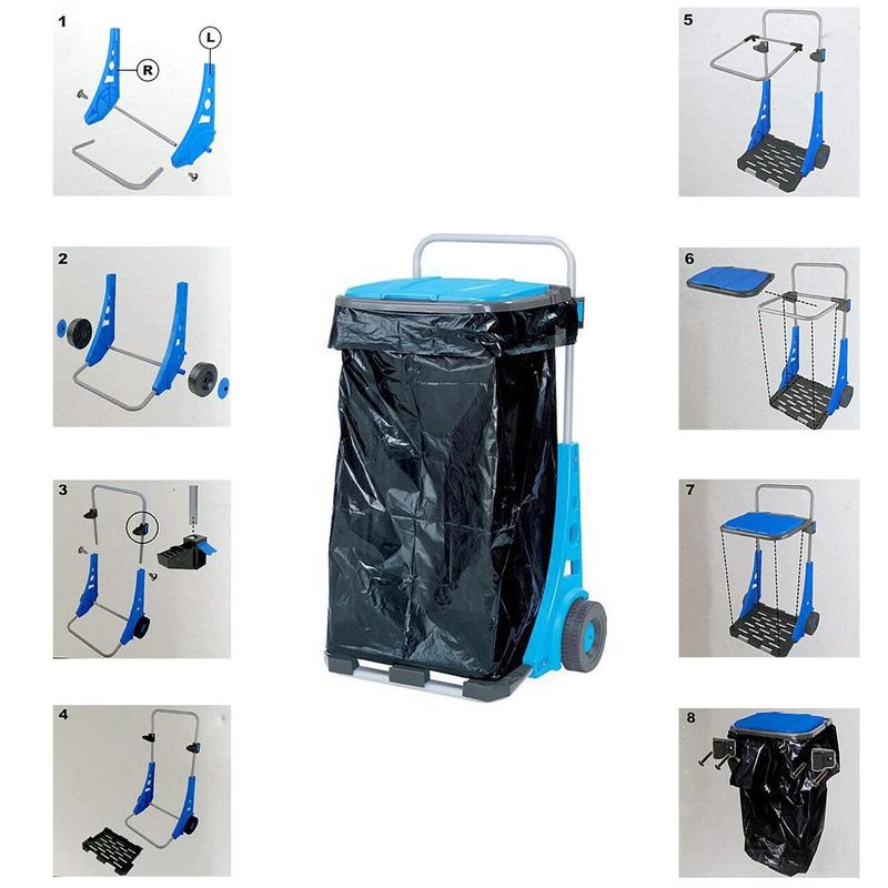 Casa si Gradina - Mobilier - Organizare si depozitare - Cosuri de gunoi - Suport pentru saci de gunoi cu roti pentru gradina, carucior transport navete max 50 kg  120 l - Infinity.ro