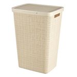 Market - Spalare si intretinere rufe - Uscatoare de rufe si accesorii - Cos rufe, Curver, 2 manere, capac, bej, 58 L, 43x34x60 cm - Infinity.ro