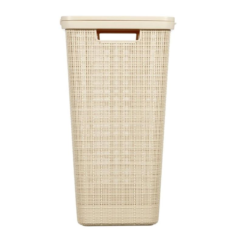 Market - Spalare si intretinere rufe - Uscatoare de rufe si accesorii - Cos rufe, Curver, 2 manere, capac, bej, 58 L, 43x34x60 cm - Infinity.ro