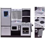 Jucarii, Copii si Bebe - Jucarii si jocuri - Jucarii de rol - Bucatarii copii - Bucatarie din lemn pentru copii, cu frigider, cuptor si cuptor cu microunde, silver/gri, MCT2637 - Infinity.ro