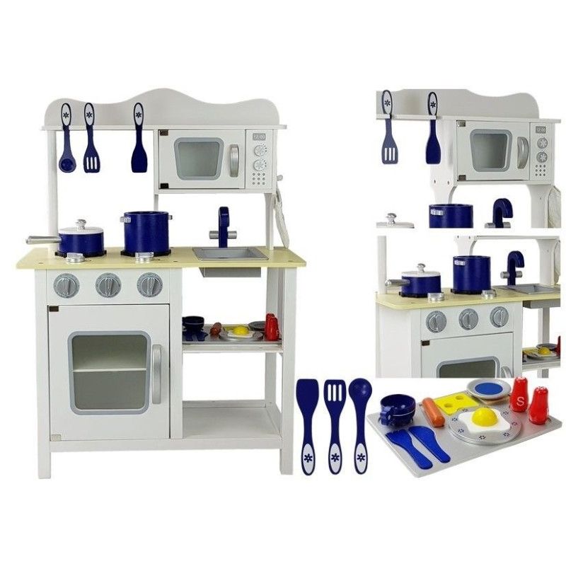 Jucarii, Copii si Bebe - Jucarii si jocuri - Jucarii de rol - Bucatarii copii - Bucatarie din lemn pentru copii, cu accesorii de bucatarie, Merida alba MCT 7684 - Infinity.ro