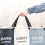 Market - Spalare si intretinere rufe - Uscatoare de rufe si accesorii - Cos de rufe pliabil, 3 compartimente, cadru din aluminiu si panza oxford, 135 L, 65.5 x 39.5 x 60 cm, Multicolor - Infinity.ro