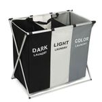Market - Spalare si intretinere rufe - Uscatoare de rufe si accesorii - Cos de rufe pliabil, 3 compartimente, cadru din aluminiu si panza oxford, 135 L, 65.5 x 39.5 x 60 cm, Multicolor - Infinity.ro