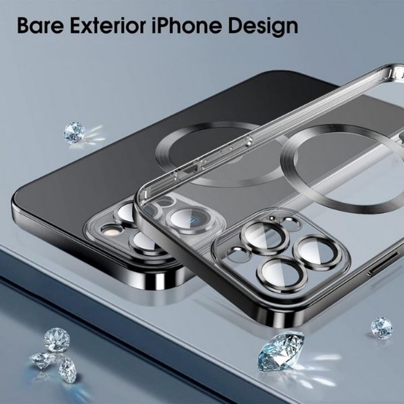 Laptop, Telefoane si Tablete - Telefoane mobile si accesorii - Accesorii Telefoane - Huse telefoane - Husa pentru iPhone 16 Pro, TPU, MagSafe, Anti-Alunecare, Anti-Galbenire, Transparenta cu Margine Neagra - Infinity.ro