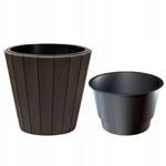 Casa si Gradina - Gradinarit si plante - Plante si ghivece - Ghivece si suporturi - Ghiveci decorativ de flori, rotund, maro, 40/54 L, 48.8x45.7 cm, Woode - Infinity.ro