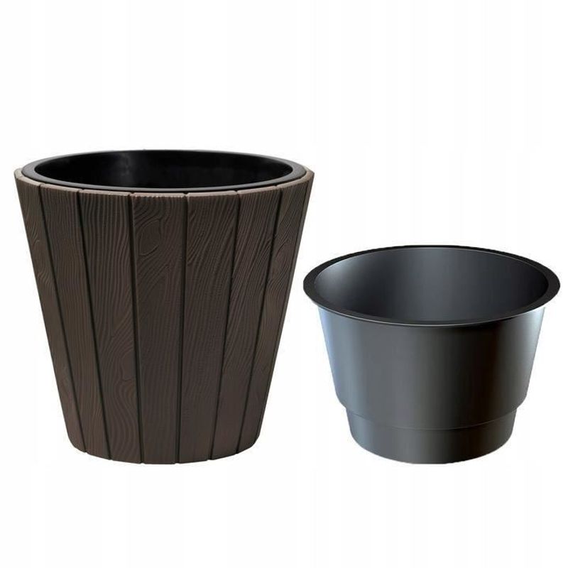 Casa si Gradina - Gradinarit si plante - Plante si ghivece - Ghivece si suporturi - Ghiveci decorativ de flori, rotund, maro, 40/54 L, 48.8x45.7 cm, Woode - Infinity.ro