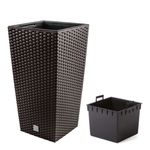 Casa si Gradina - Gradinarit si plante - Plante si ghivece - Ghivece si suporturi - Ghiveci de flori patrat, RATO square, 32.5 x 32.5 cm, H 61 cm, 21/49 L, imitatie ratan, maro, Prosperplast - Infinity.ro