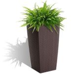 Casa si Gradina - Gradinarit si plante - Plante si ghivece - Ghivece si suporturi - Ghiveci Decorativ Prosperplast pentru Flori, Imitatie Ratan, 22.6×22.6×42.2 cm, Maro - Infinity.ro