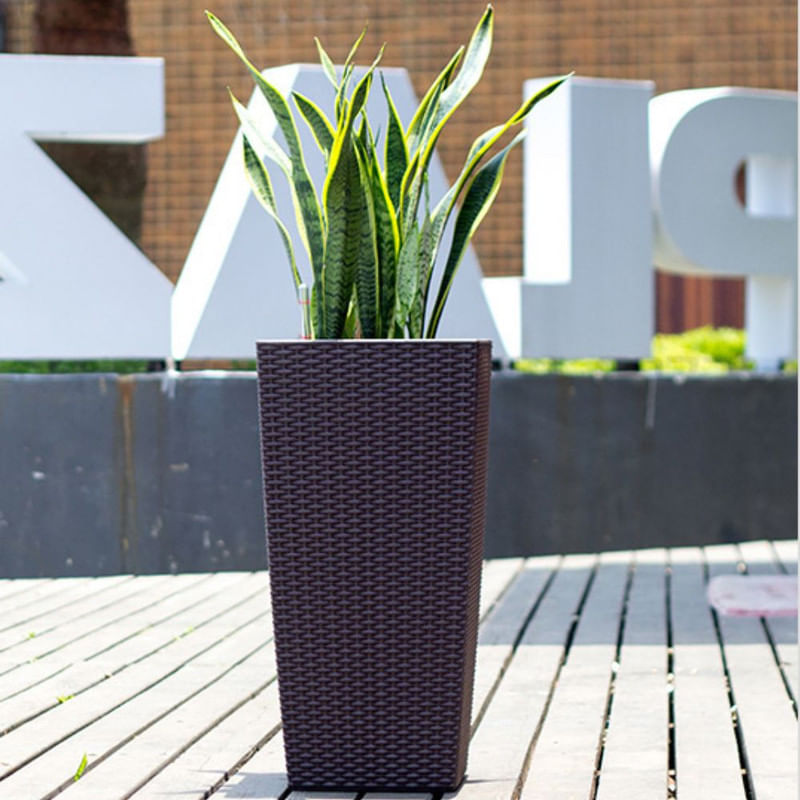 Casa si Gradina - Gradinarit si plante - Plante si ghivece - Ghivece si suporturi - Ghiveci Decorativ Prosperplast pentru Flori, Imitatie Ratan, 22.6×22.6×42.2 cm, Maro - Infinity.ro