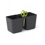 Casa si Gradina - Gradinarit si plante - Plante si ghivece - Ghivece si suporturi - Ghiveci decorativ de flori, dublu, antracit, 2.5 L, 24.4x11x12 cm, Twins Cube - Infinity.ro