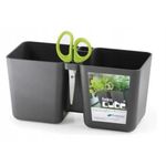 Casa si Gradina - Gradinarit si plante - Plante si ghivece - Ghivece si suporturi - Ghiveci decorativ de flori, dublu, antracit, 2.5 L, 24.4x11x12 cm, Twins Cube - Infinity.ro