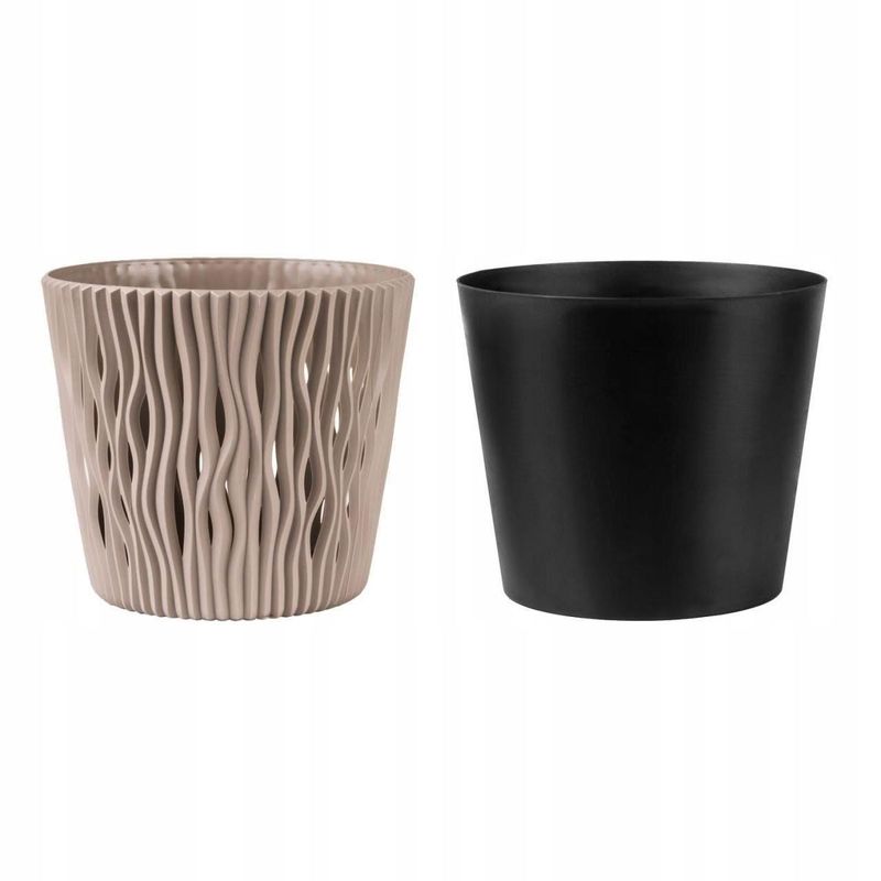 Casa si Gradina - Gradinarit si plante - Plante si ghivece - Ghivece si suporturi - Ghiveci decorativ de flori, rotund, cafeniu, 7.9 L, 26.2x22.2 cm, Sandy Round - Infinity.ro