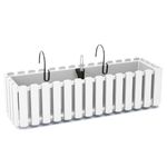 Casa si Gradina - Gradinarit si plante - Plante si ghivece - Ghivece si suporturi - Jardiniera decorativa, suport metalic, sistem irigare, alb, 58x18x16.2 cm, Boardee Fencycase W - Infinity.ro