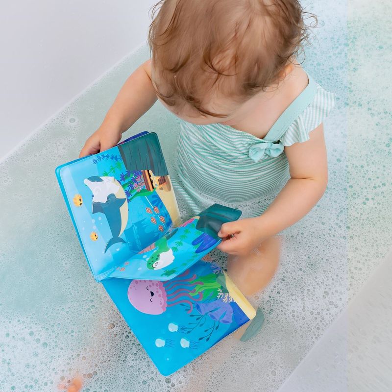 Jucarii, Copii si Bebe - Jucarii si jocuri - Jucarii bebelusi - Jucarii de baie - Carticica de baie plutitoare, 8 pagini colorate care isi schimba culoarea in contact cu apa, MyHappyBath Book - Infinity.ro