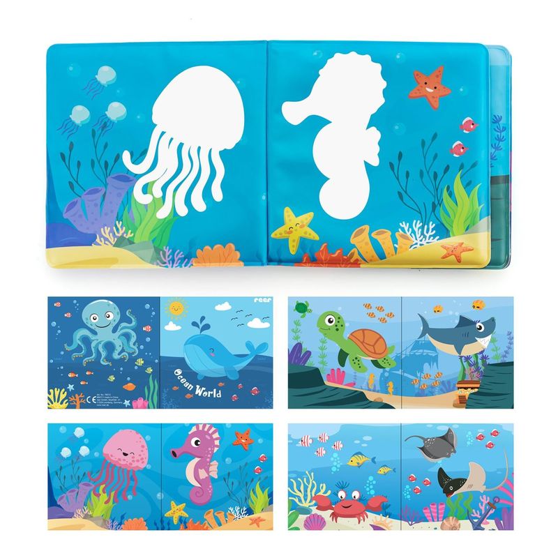 Jucarii, Copii si Bebe - Jucarii si jocuri - Jucarii bebelusi - Jucarii de baie - Carticica de baie plutitoare, 8 pagini colorate care isi schimba culoarea in contact cu apa, MyHappyBath Book - Infinity.ro