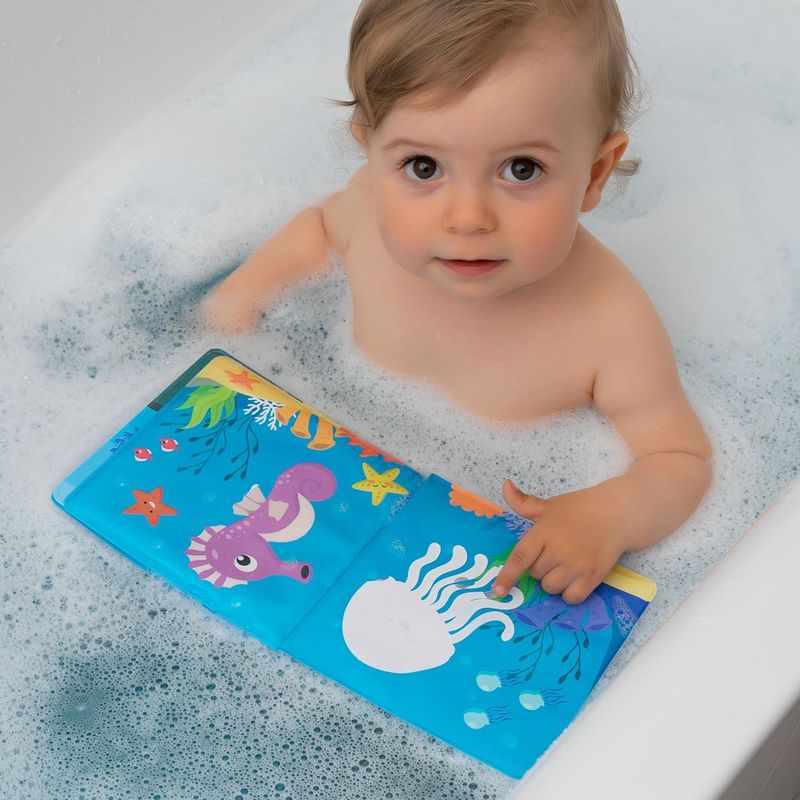 Jucarii, Copii si Bebe - Jucarii si jocuri - Jucarii bebelusi - Jucarii de baie - Carticica de baie plutitoare, 8 pagini colorate care isi schimba culoarea in contact cu apa, MyHappyBath Book - Infinity.ro