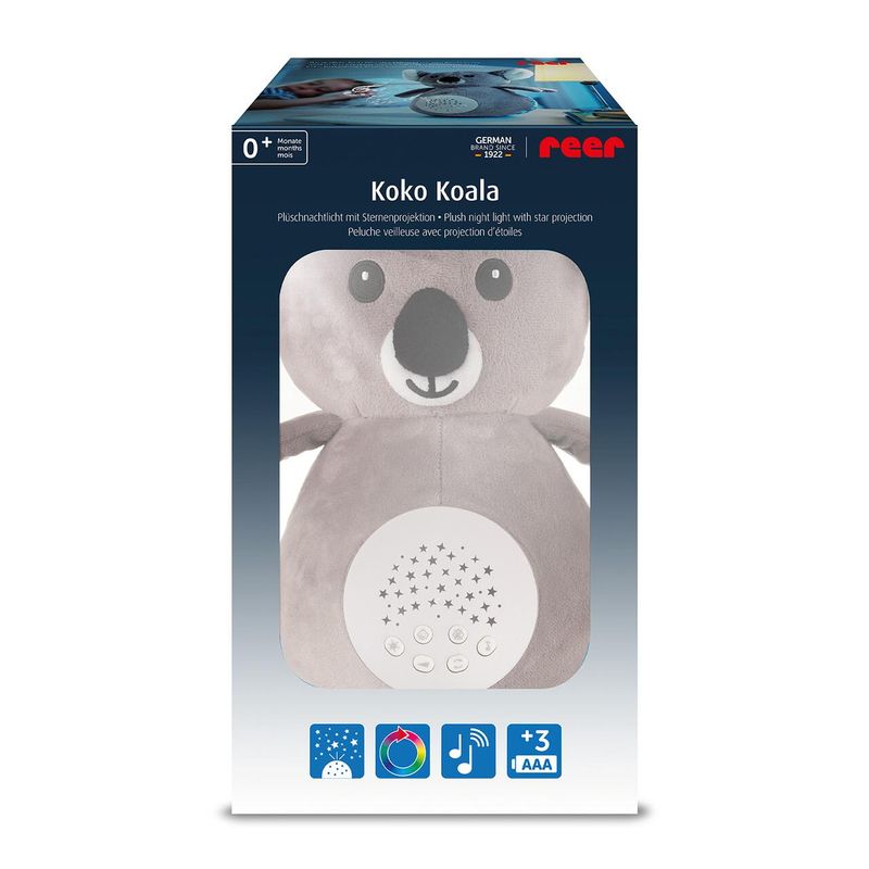 Casa si Gradina - Corpuri si surse de iluminat - Veioze si lampi - Lampi de veghe copii - Jucarie din plus Koko Koala, lampa de veghe si proiector de stele cu muzica, senzor inteligent de plans, 0+ luni - Infinity.ro