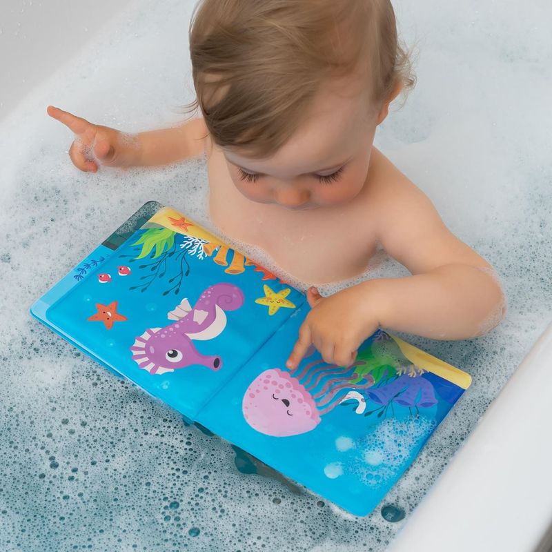 Jucarii, Copii si Bebe - Jucarii si jocuri - Jucarii bebelusi - Jucarii de baie - Carticica de baie plutitoare, 8 pagini colorate care isi schimba culoarea in contact cu apa, MyHappyBath Book - Infinity.ro