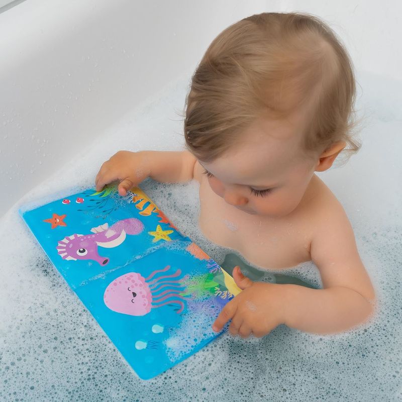 Jucarii, Copii si Bebe - Jucarii si jocuri - Jucarii bebelusi - Jucarii de baie - Carticica de baie plutitoare, 8 pagini colorate care isi schimba culoarea in contact cu apa, MyHappyBath Book - Infinity.ro