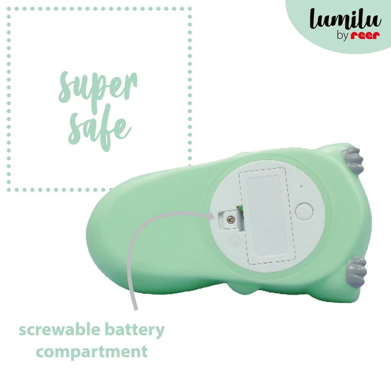 Casa si Gradina - Corpuri si surse de iluminat - Veioze si lampi - Lampi de veghe copii - Lampa de veghe si veioza cu LED, lumina reglabila si oprire cronometrata, forma dinozaur, turcoaz, Lumilu Friends Dino - Infinity.ro