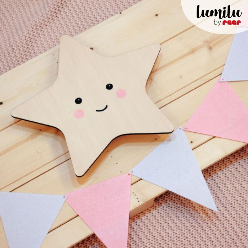 Casa si Gradina - Corpuri si surse de iluminat - Veioze si lampi - Lampi de veghe copii - Lampa de veghe de perete, cu led, lumina reglabila si oprire cronometrata, forma stea, Lumilu Silhouette Star - Infinity.ro