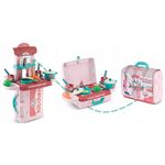 Jucarii, Copii si Bebe - Jucarii si jocuri - Jucarii de rol - Bucatarii copii - Bucatarie 3 in 1 cu accesorii incluse Ricokids 772900 - Roz - Infinity.ro