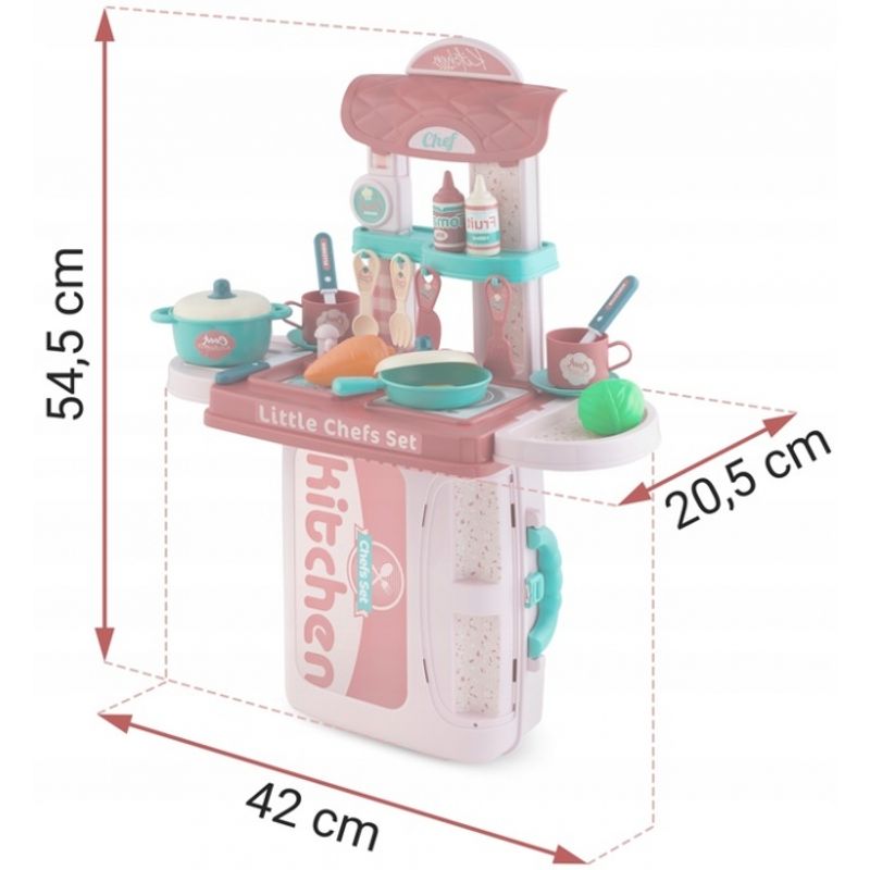 Jucarii, Copii si Bebe - Jucarii si jocuri - Jucarii de rol - Bucatarii copii - Bucatarie 3 in 1 cu accesorii incluse Ricokids 772900 - Roz - Infinity.ro
