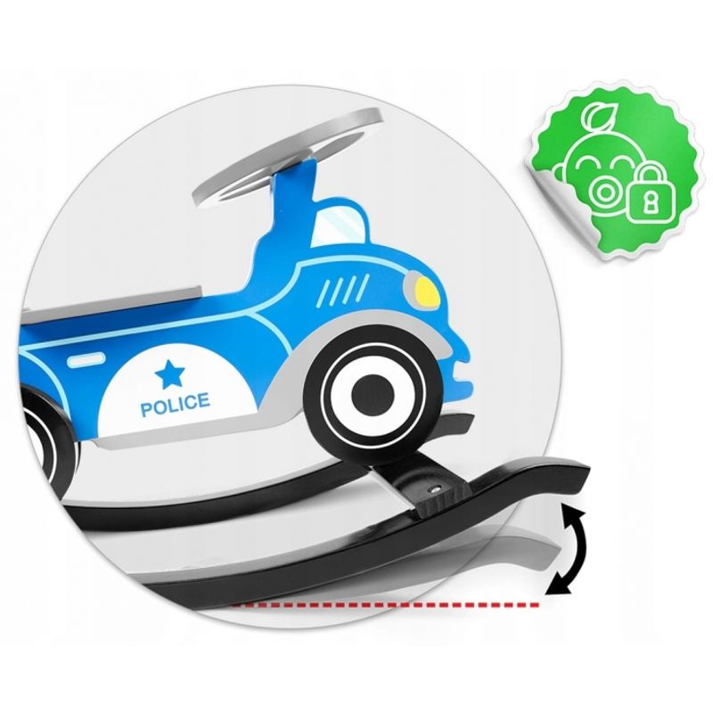 Jucarii, Copii si Bebe - Jucarii si jocuri - Jucarii de exterior - Masinute si vehicule pentru copii - Balansoar masina de politie din lemn Ricokids 785000 - Infinity.ro