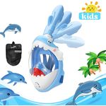 Jucarii, Copii si Bebe - Jucarii si jocuri - Jucarii de exterior - Jucarii pentru plaja si nisip - Masca snorkeling cu tub pentru copii model rechin, albastra - Infinity.ro