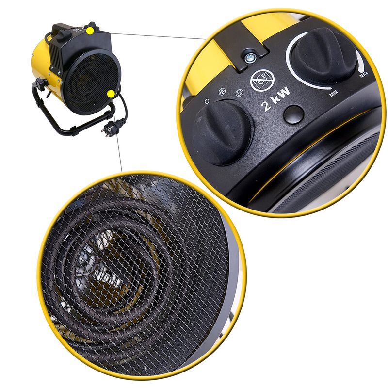 Electronice si Electrocasnice - Climatizare si sisteme de incalzire - Aparate incalzire aer - Aeroterme - Incalzitor electric cu maner, 2000 W - Infinity.ro