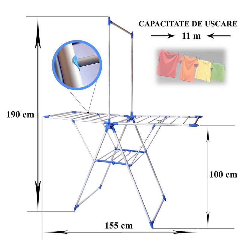 Market - Spalare si intretinere rufe - Uscatoare de rufe si accesorii - Uscator de rufe, pliabil, capacitate de uscare 11 m - Infinity.ro