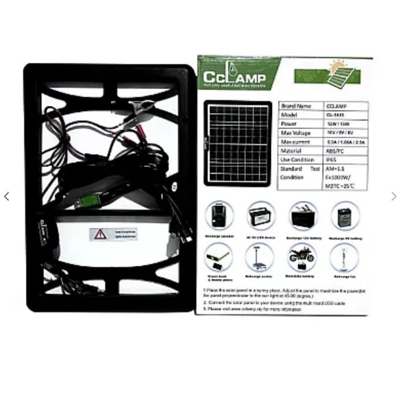 Casa si Gradina - Corpuri si surse de iluminat - Iluminat exterior - Lampi solare - Panou solar portabil 36,5 cm x 25 cm CcLamp CL-1615 - Infinity.ro