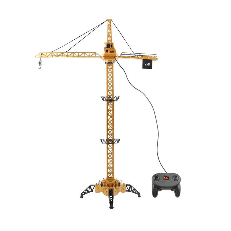 Jucarii, Copii si Bebe - Jucarii si jocuri - Vehicule si jucarii cu telecomanda - Utilaje constructie de jucarie - Macara de Jucarie, cu Telecomanda, Lampa LED, Ridicare si Coborare Carlig, 1.28m, Galben/Negru - Infinity.ro