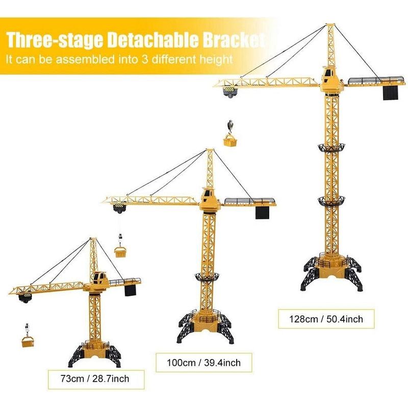 Jucarii, Copii si Bebe - Jucarii si jocuri - Vehicule si jucarii cu telecomanda - Utilaje constructie de jucarie - Macara de Jucarie, cu Telecomanda, Lampa LED, Ridicare si Coborare Carlig, 1.28m, Galben/Negru - Infinity.ro