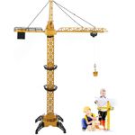 Jucarii, Copii si Bebe - Jucarii si jocuri - Vehicule si jucarii cu telecomanda - Utilaje constructie de jucarie - Macara de Jucarie, cu Telecomanda, Lampa LED, Ridicare si Coborare Carlig, 1.28m, Galben/Negru - Infinity.ro